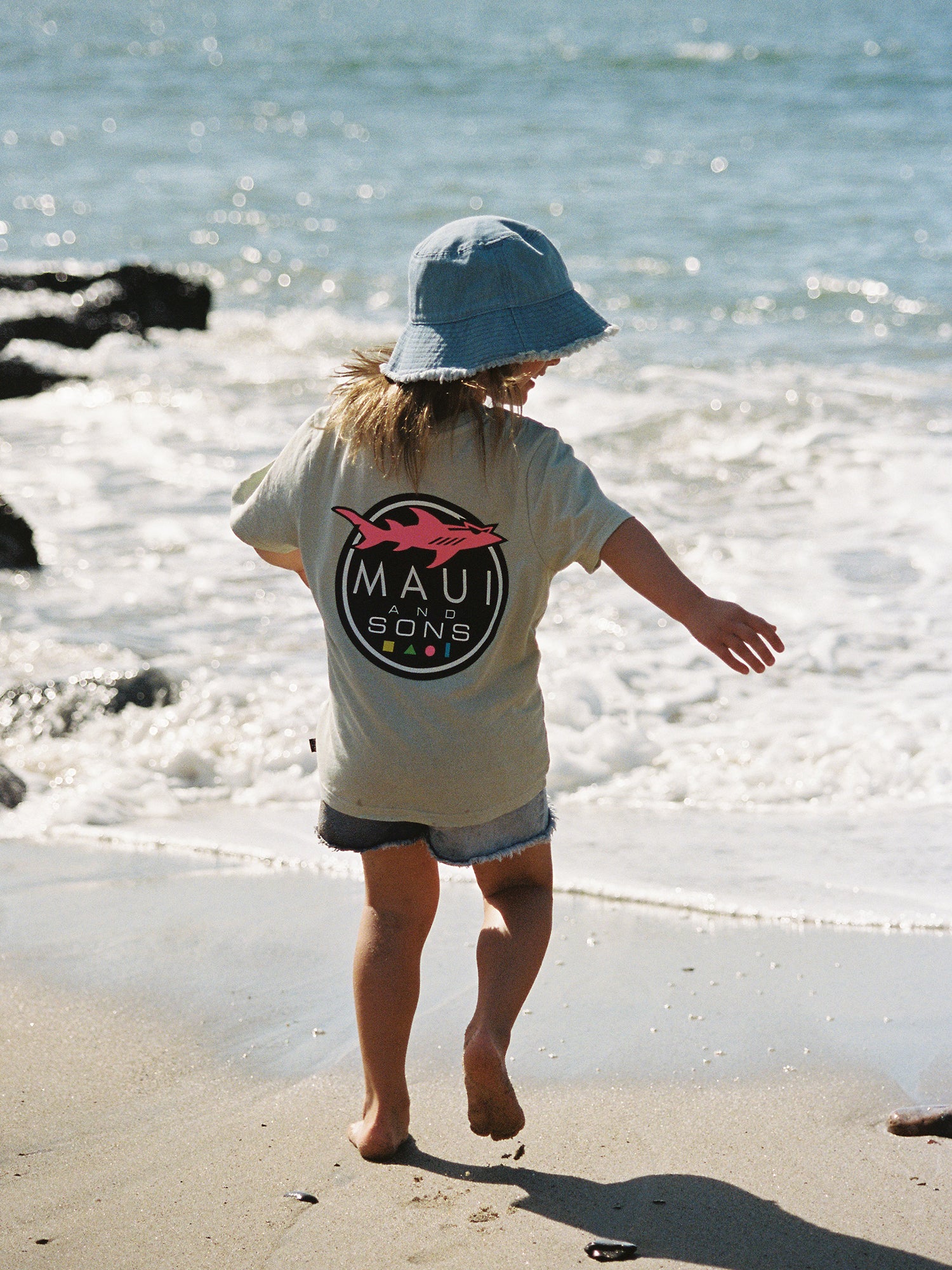 Kids Shark Logo T-Shirt in Sage - Image 3