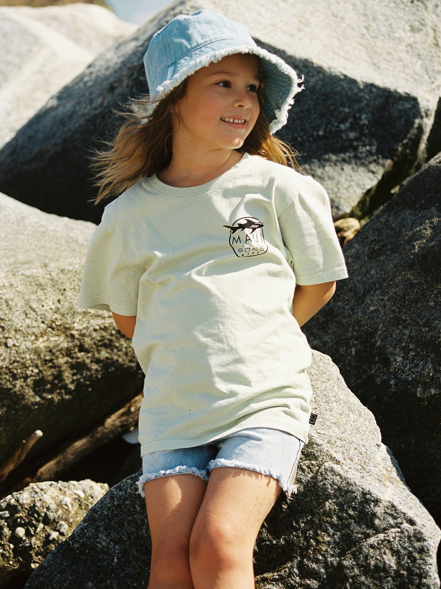 Kids Shark Logo T-Shirt in Sage - Image 4